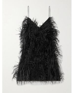 Sharon Wauchob Anvers Feather-Trimmed Silk-Satin Mini Dress - Schwarz