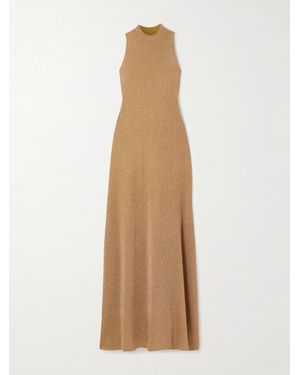 Altuzarra Mitzi Metallic Knitted Turtleneck Midi Dress - Natural