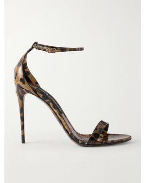 Dolce & Gabbana Leopard-Print Leather Sandals - White