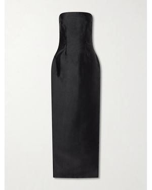 Solace London Ingrid Pleated Satin-Twill Gown - Black