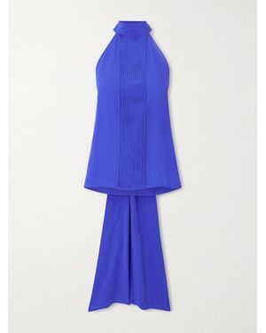 Tom Ford Pleated Silk-Crepe De Chine Blouse - Blue