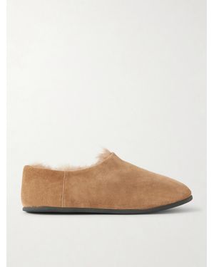 Christen Big Bootie Shearling-Lined Suede Slippers - White
