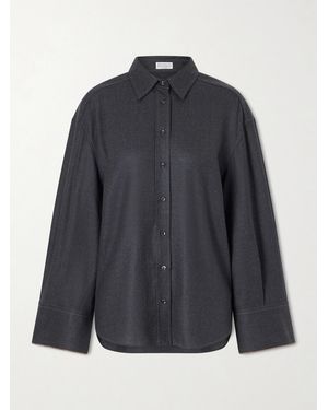 Brunello Cucinelli Oversized Wool Shirt - Blue