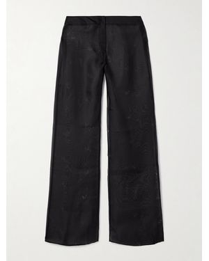 Kiki de Montparnasse Cutout Silk-Organza Straight-Leg Trousers - Black