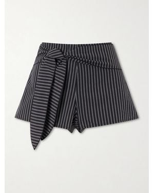 Deiji Studios Belted Striped Organic Cotton Shorts - Black