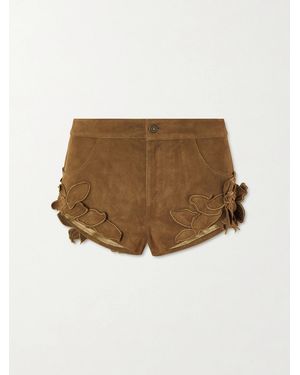 Isabel Marant Kevana Embroidered Suede Shorts - Natural