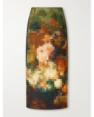 Dries Van Noten Printed Cotton-Canvas Midi Skirt - Green