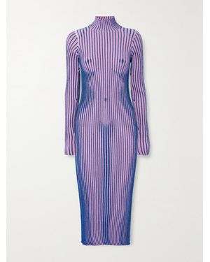 Jean Paul Gaultier Trompe L'oeil Slim-fit Wool Knitted Maxi Dress - Purple