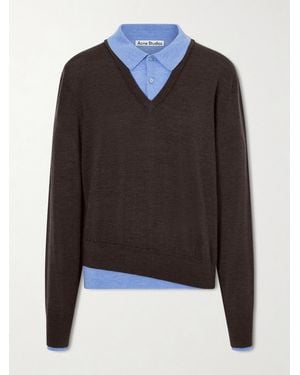 Acne Studios Layered Wool Polo Sweater - Schwarz