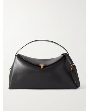 TOTEME T-Lock Leather Shoulder Bag - Black