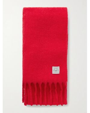 TOTEME Fuzzy Fringed Alpaca-Blend Scarf - Red