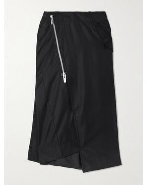 Sacai Wrap-Effect Shell Midi Skirt - Black