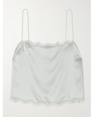 Doen Loure Lace-Trimmed Silk-Satin Top - White