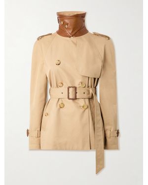 Chloé Short Trench Coat In Cotton Gabardine - Brown