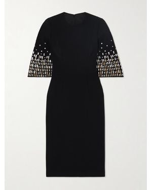 Jenny Packham Highball Queen Crystal-Embellished Crepe Midi Dress - Black