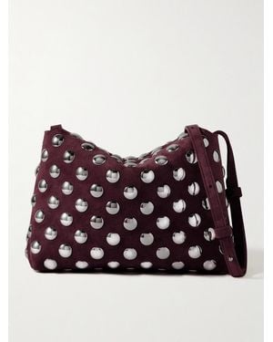 KHAITE Lina Medium Studded Suede Shoulder Bag - Purple