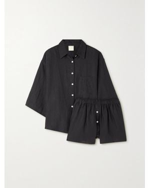 Deiji Studios The 03 Set Aus Hemd Und Shorts Aus Vorgewaschenem Leinen - Blau