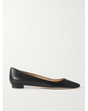 Manolo Blahnik Bb 10 Leather Point-Toe Flats - Black