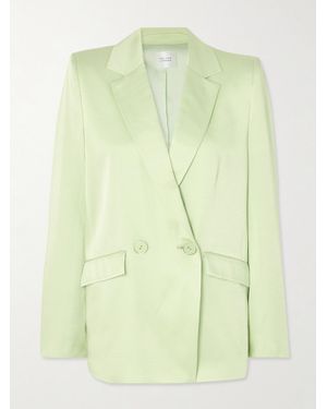Galvan London Boyfriend Double-Breasted Satin Blazer - Green