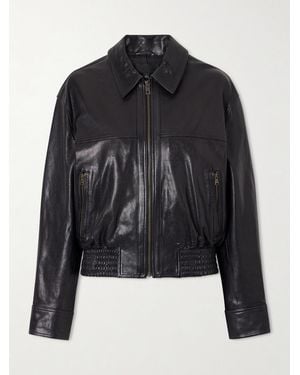 Nili Lotan Aime Leather Bomber Jacket - Black
