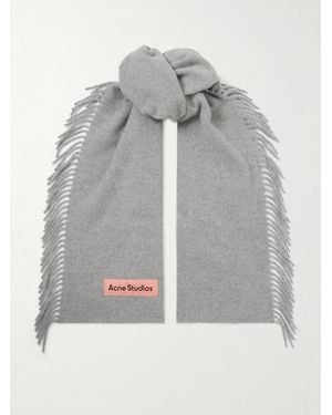 Acne Studios Wollschal Mit Fransen Und Applikation - Grau