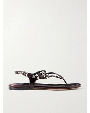 Chloé Studded Patent Leather Sandals - Red
