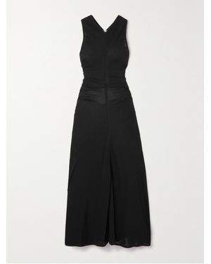 Bottega Veneta Cutout Embellished Gathered Satin-Jersey Maxi Dress - Black