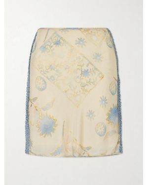 SIR. Cecile Ruffled Printed Chiffon Midi Skirt - Natural
