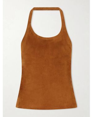 Stouls Cherry Open-Back Suede Halterneck Tank - Brown