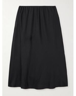 Lisa Yang Jupe Midi En Satin De Soie Mélangée - Noir