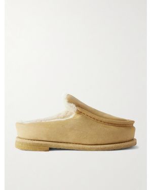 JW Anderson Chaussons De Ville En Daim Doublés De Peau Lainée - Neutre