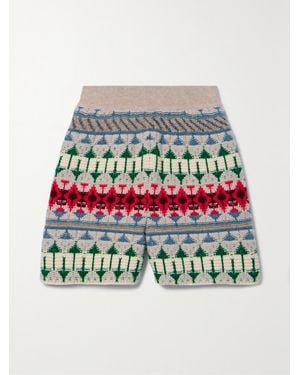 Loro Piana Holiday Noel Jacquard-Knit Cashmere Shorts - Multicolor