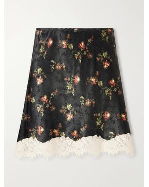 Doen Giulietta Lace-Trimmed Floral-Jacquard Mini Skirt - Black