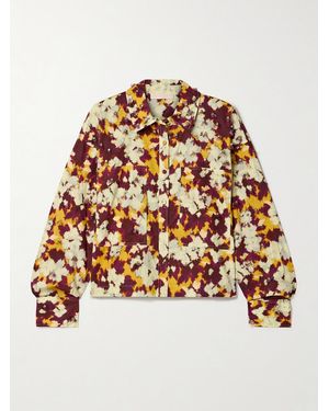Ulla Johnson Aria Embellished Printed Cotton-Poplin Shirt - Yellow