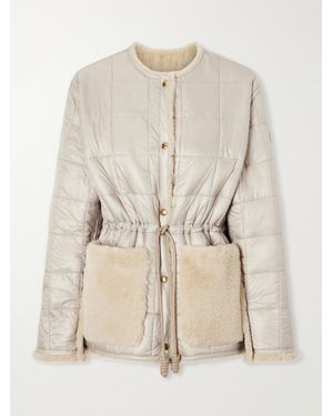 Moncler Tipule Plush And Leather-Trimmed Shell Jacket - Natural