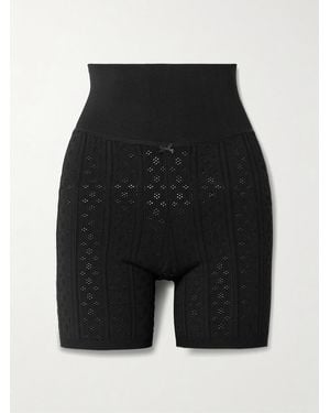 JW Anderson Bow-Embellished Pointelle-Knit Recycled-Jersey Shorts - Black