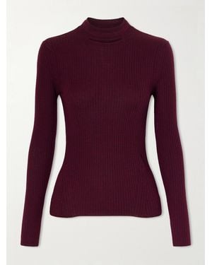 Jil Sander Ribbed Silk And Wool-Blend Sweatshirt - Purple