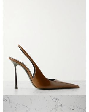 Saint Laurent Vendôme Glossed-Leather Slingback Court Shoes - White