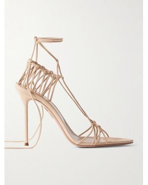 Aquazzura Alex Rivière 105 Cutout Suede Sandals - Natural