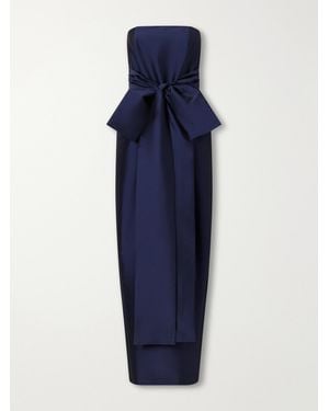 BERNADETTE Lina Strapless Tie-Detailed Taffeta Gown - Blue