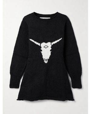 Alix Of Bohemia Renny Cow Skull Intarsia Organic Cotton Mini Dress - Black