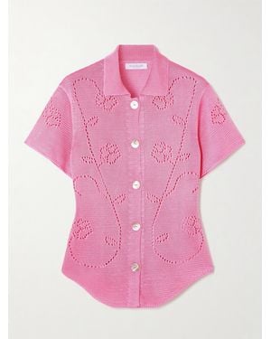 Calle Del Mar Ivy Pointelle-Knit Shirt - Pink