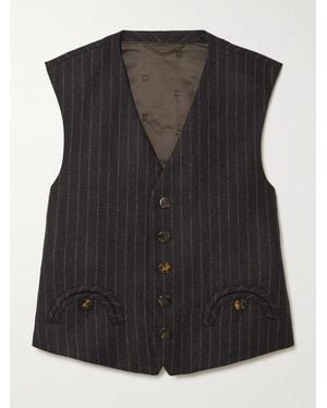 Blazé Milano Feral Pinstriped Wool And Cashmere-Blend Vest - Black