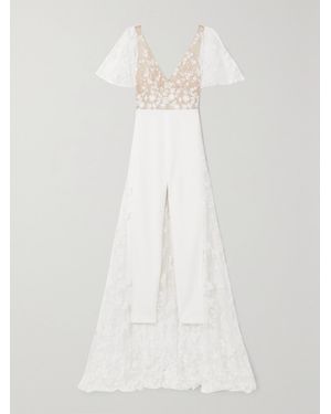 Rime Arodaky Malak Embroidered Tulle And Crepe Jumpsuit - White