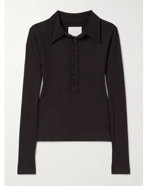 Citizens of Humanity Ribbed Jersey Polo Shirt - Black