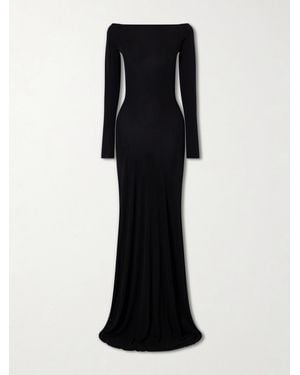 Alex Perry Open-Back Jersey Gown - Black