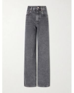 Brunello Cucinelli Cotton Mid-Rise Wide-Leg Jeans - Gray
