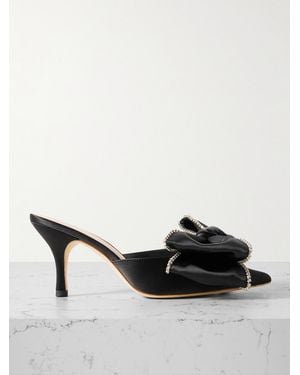 Loeffler Randall Margot Bow Crystal-Embellished Satin Court Shoes - Black