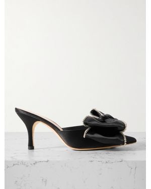 Loeffler Randall Margot Bow Crystal-Embellished Satin Court Shoes - Black