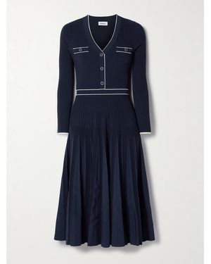 Jonathan Simkhai Heloisa Pleated Striped Ribbed-Knit Midi Dress - Blue